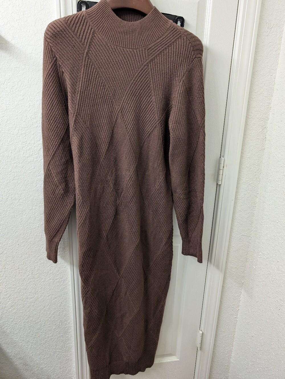 Lane Bryant Chocolate Brown Ribbed Knit Long Sleeve Dress